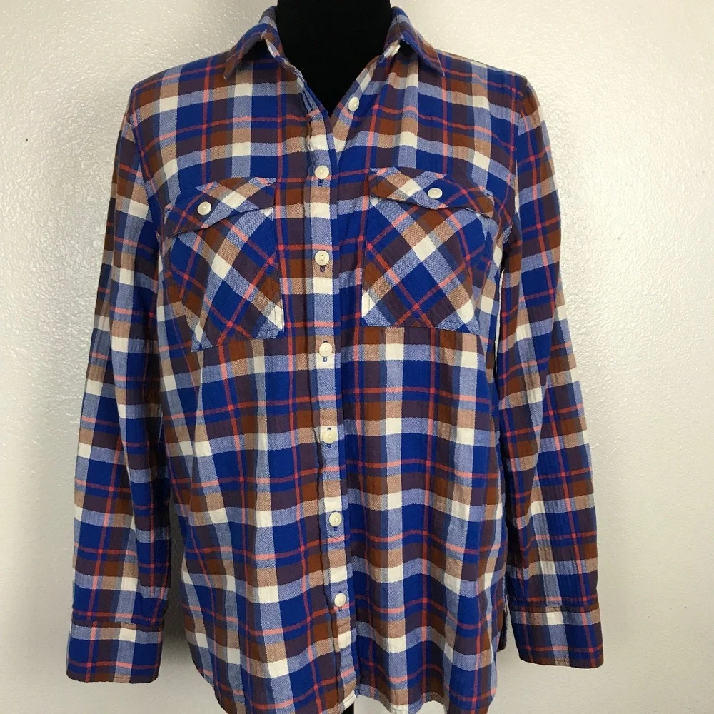 J.Crew Womens Multicolor‎ Plaid Button Down Blouse